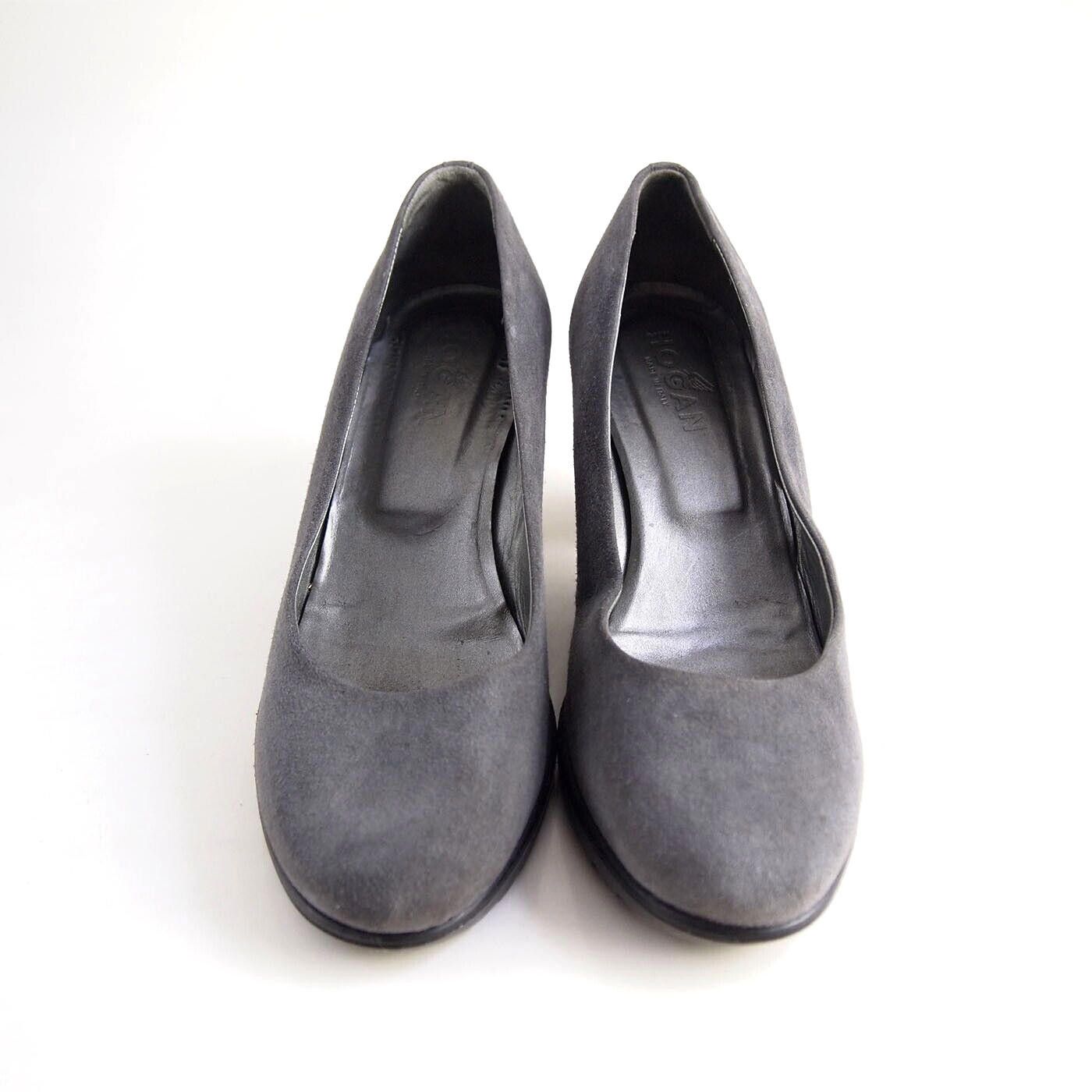 Hogan Hogan Mid Heel Platform Pumps Gray Suede US 8 EU 38 Size US 8 / IT 38 - 3 Thumbnail