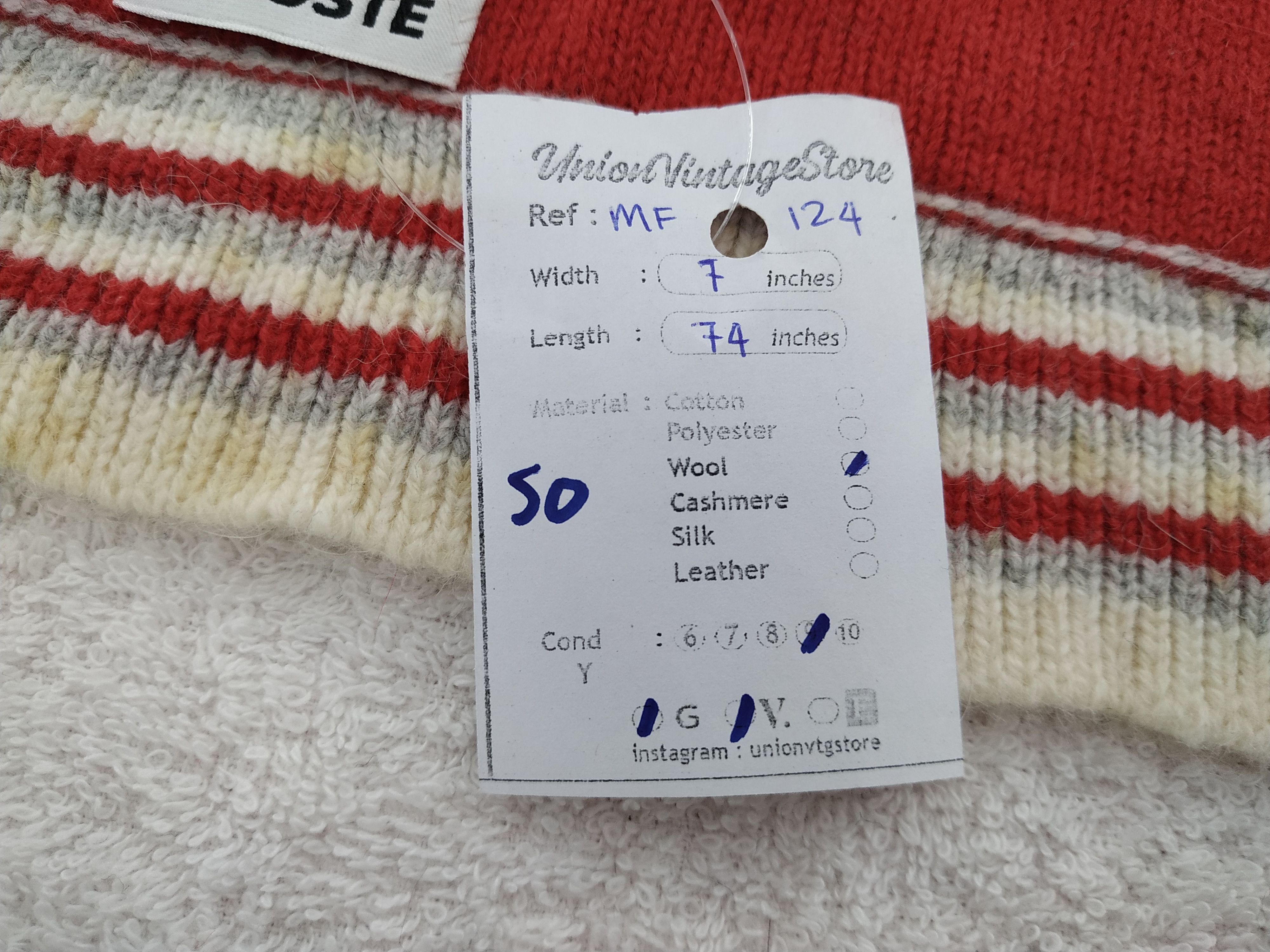Lacoste Vintage Lacoste Scarf/Muffler/Neckwear MF124 Size ONE SIZE - 7 Thumbnail