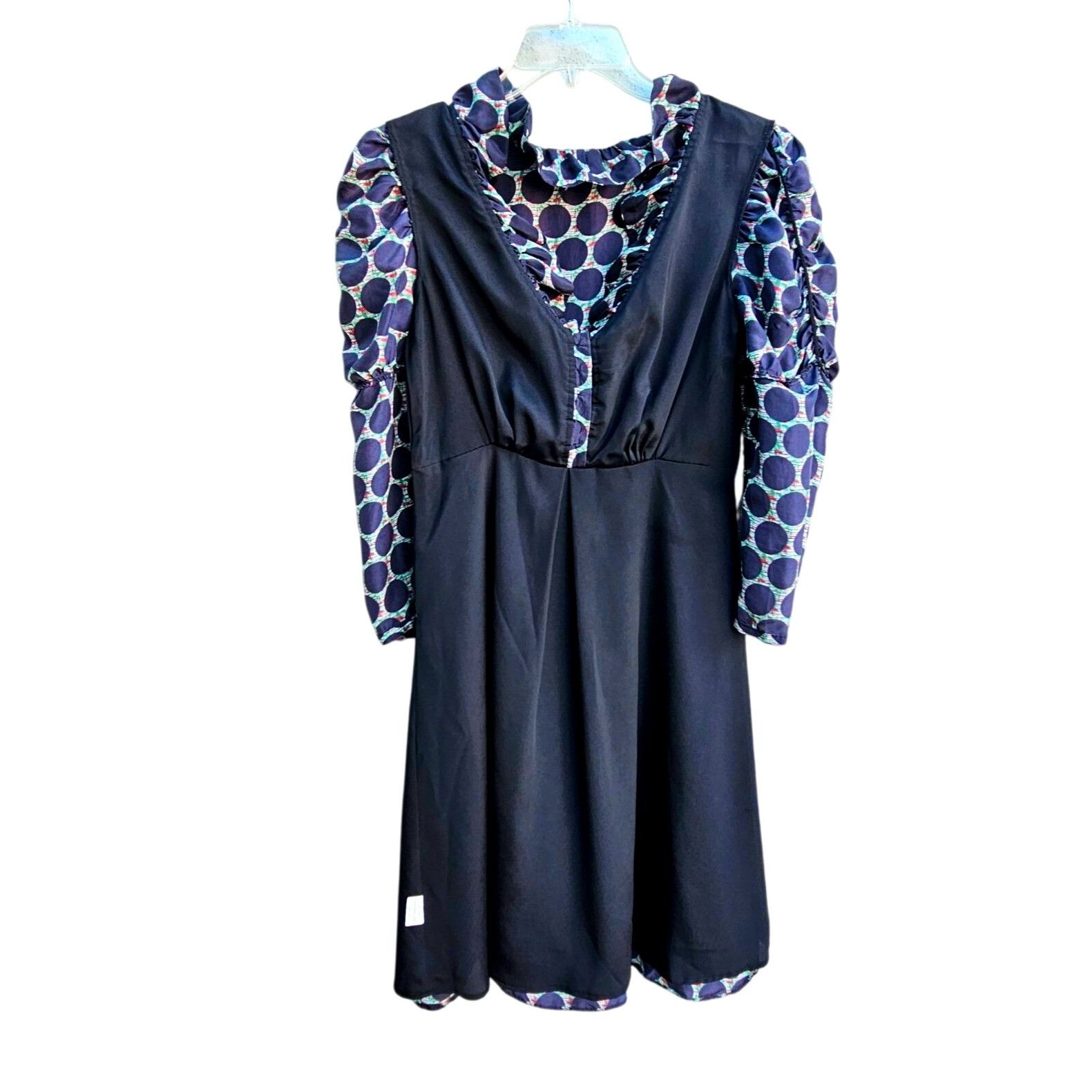 Tsumori Chisato Tsumori Chisato Silk Ruffle Dress Navy Dot Print Size M Fits Size M / US 6-8 / IT 42-44 - 13 Thumbnail