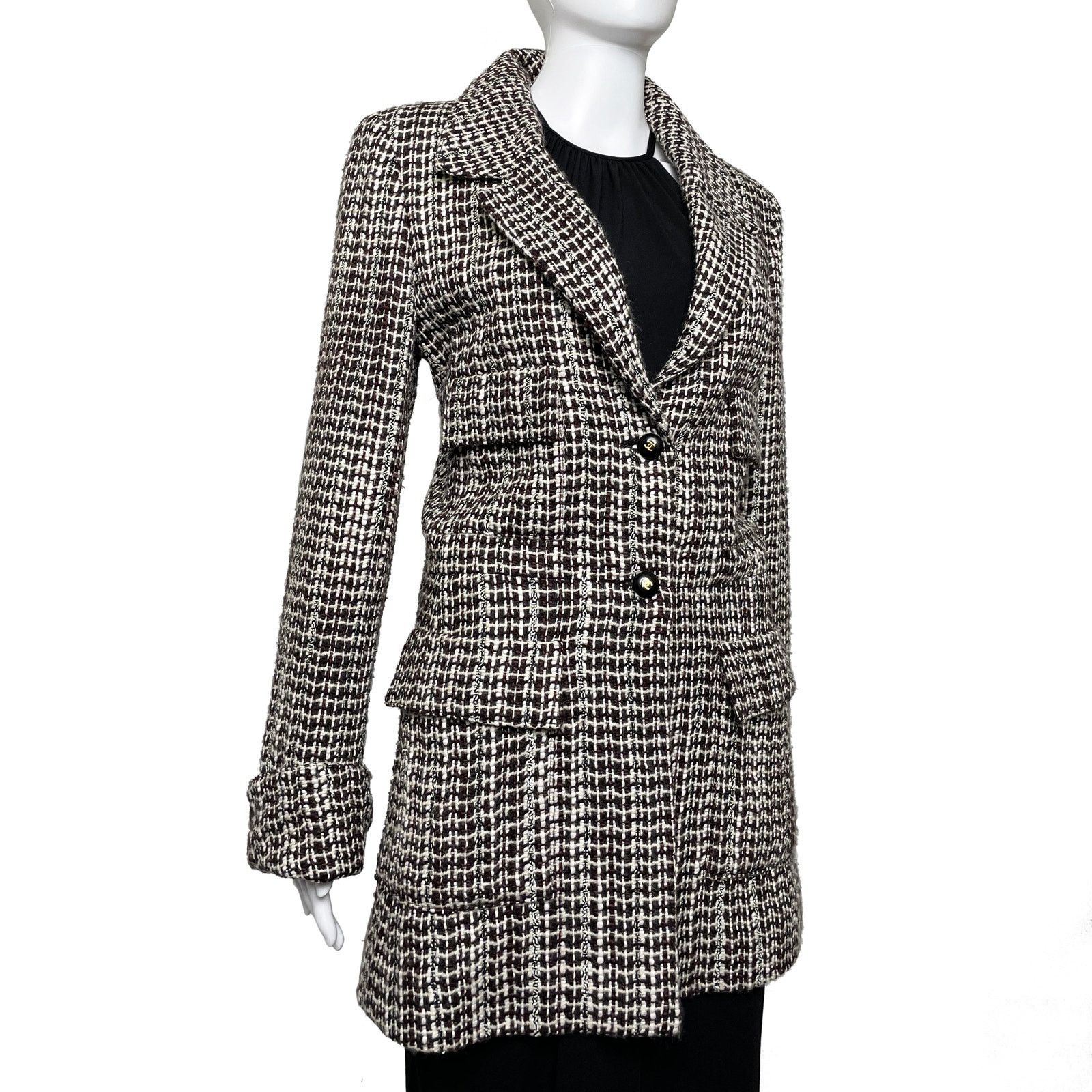 Chanel Brown Tweed Jacket Size S / US 4 / IT 40 - 6 Thumbnail