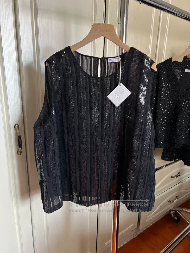 Brunello Cucinelli Brunello Cucinelli Silk sequined short sleeves Size M / US 6-8 / IT 42-44 - 2 Thumbnail