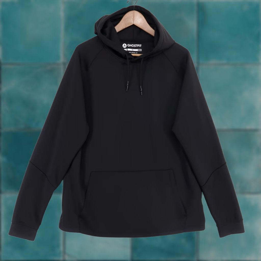 Vintage Ghostfit Hoodie Mens XL Black Pullover Nylon Athletic Gym Hand Pockets Size US XL / EU 56 / 4 - 1 Thumbnail