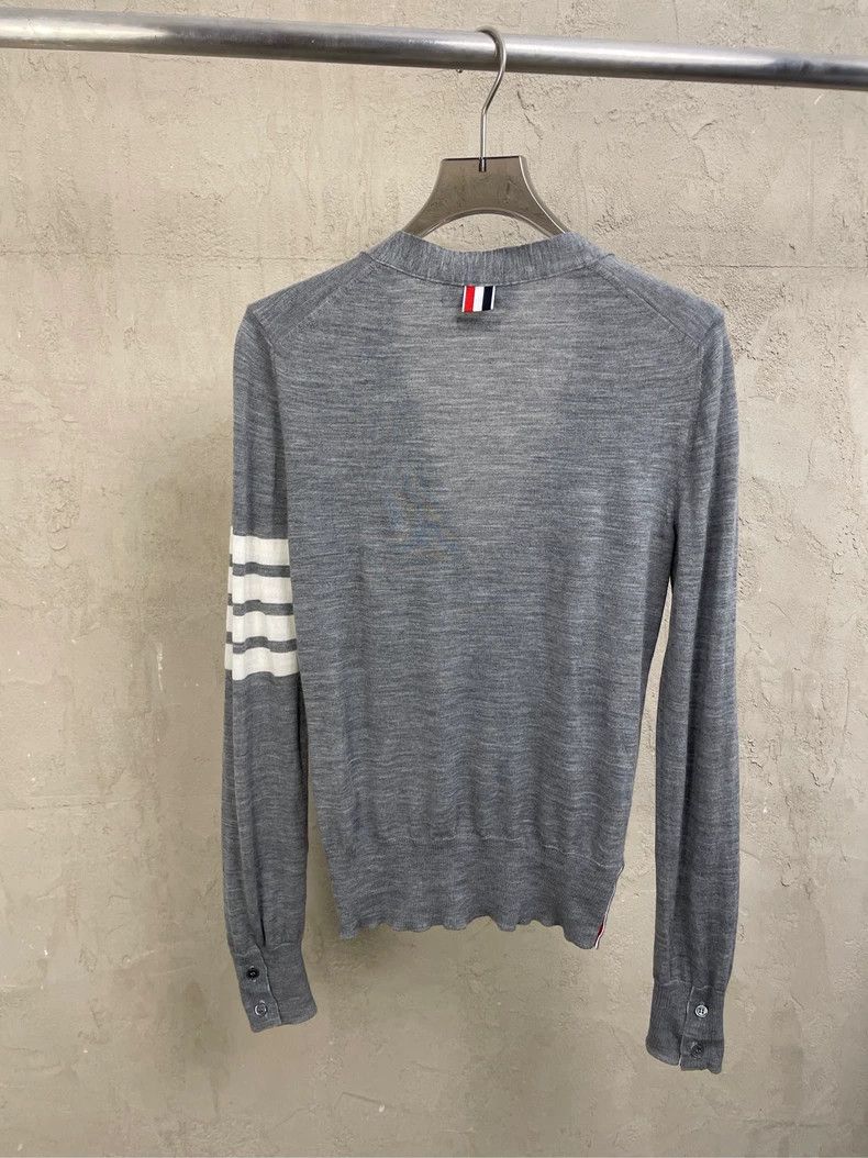 Thom Browne Thom browne Gray classic four-striped wool cardigan jacket Size S / US 4 / IT 40 - 2 Thumbnail