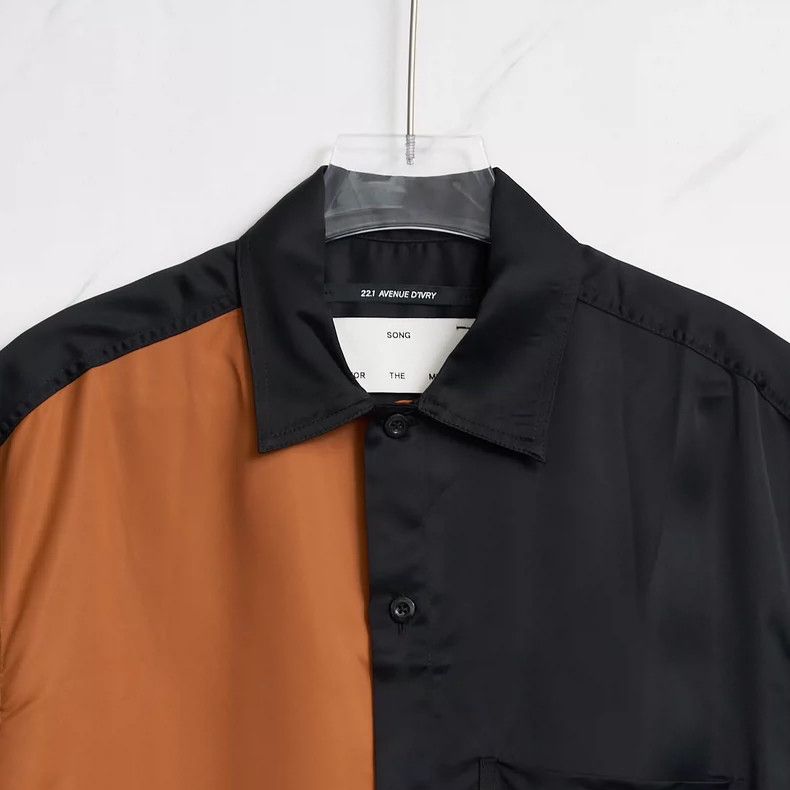 Song For The Mute Song For The Mute Color-blocked satin short-sleeved shirt Size US M / EU 48-50 / 2 - 2 Thumbnail
