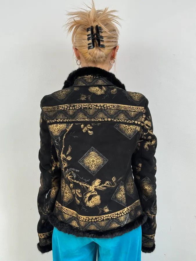 Roberto Cavalli 2000s Roberto Cavalli Black & Golden Royal Shearling Jacket Size M / US 6-8 / IT 42-44 - 3 Thumbnail