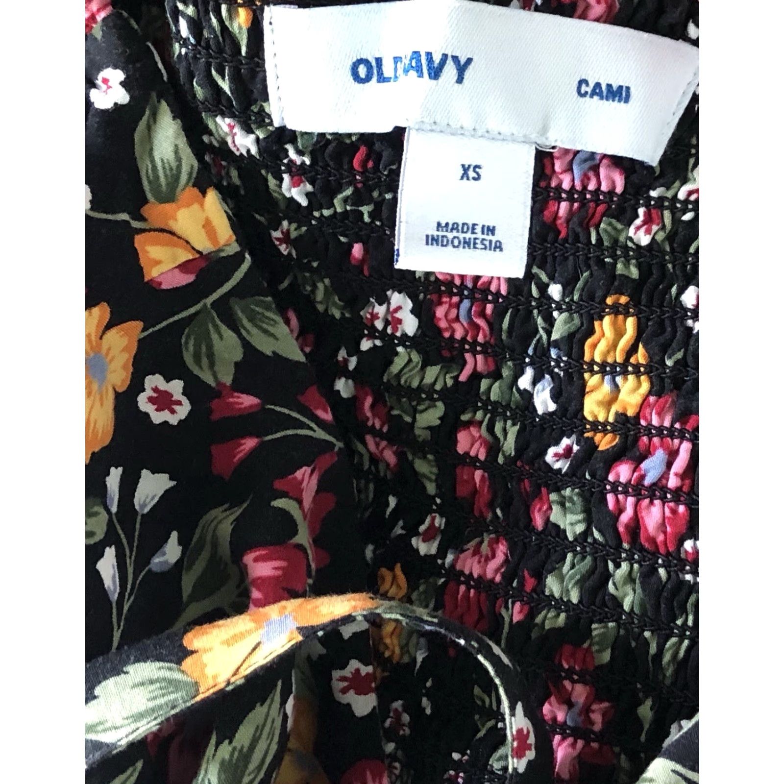 Old Navy Old Navy Camisole Tank XS Black Floral Strappy Smocked Flowy Cottage Size XS / US 0-2 / IT 36-38 - 4 Thumbnail