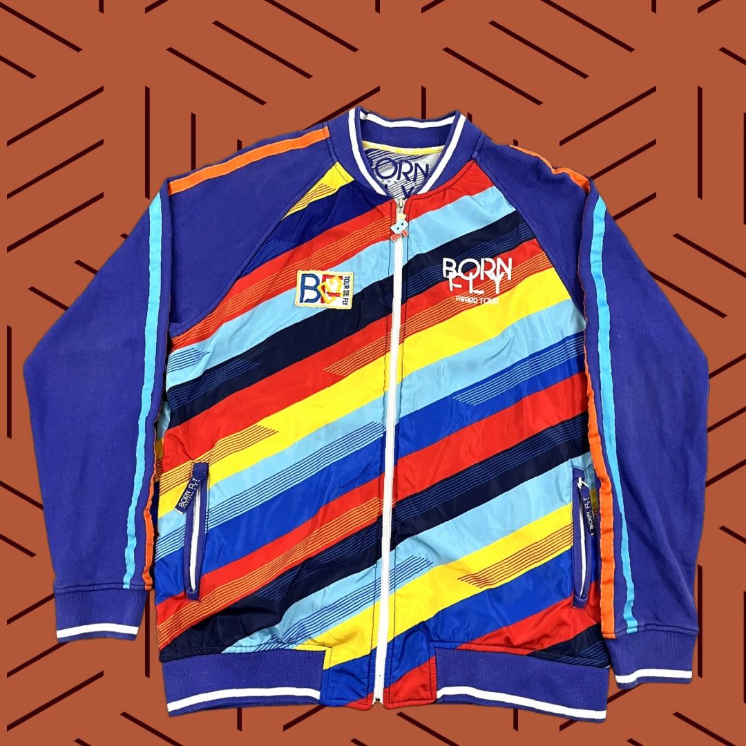 Born BORN FLY Jacket Mens XL Blue 2002 Hip Hop Track Full Zip Retro Y2K Award Tour Size US XL / EU 56 / 4 - 1 Thumbnail