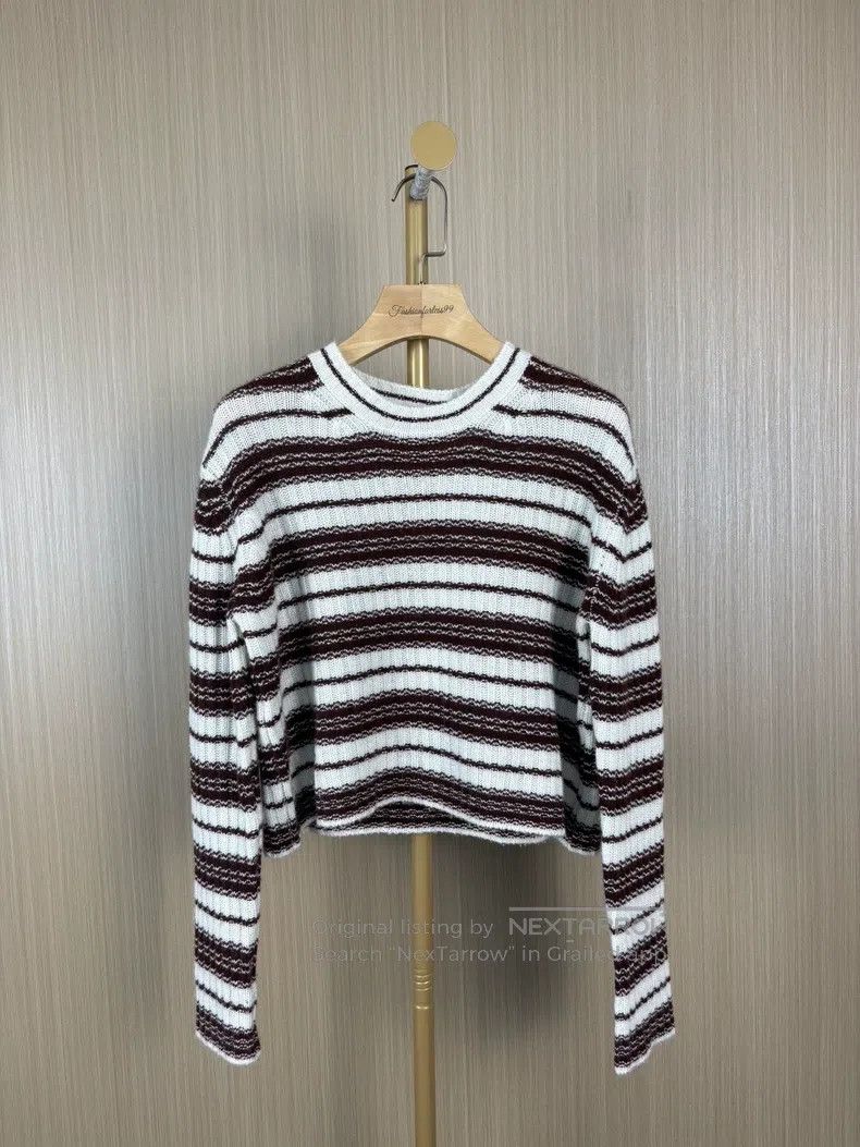 Dior Dior Wine red and white striped cashmere sweater Size XS / US 0-2 / IT 36-38 - 1 Thumbnail