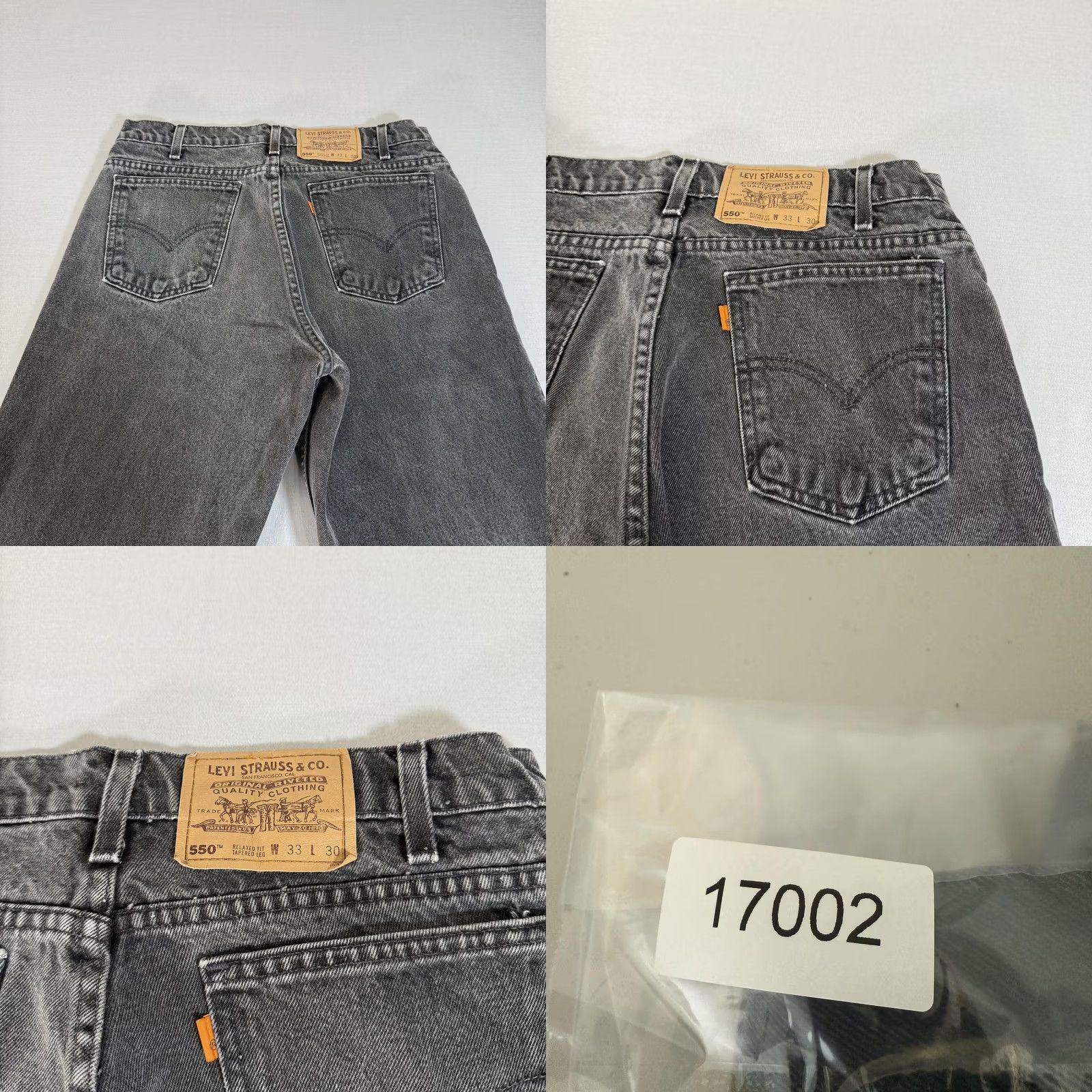 Levi's VINTAGE Levi's 550 Jeans Men 33x30 Black Charcoal Wash Relaxed Tapered Fit 5-Pocket Denim Pants 90s Mens Size US 33 - 9 Thumbnail