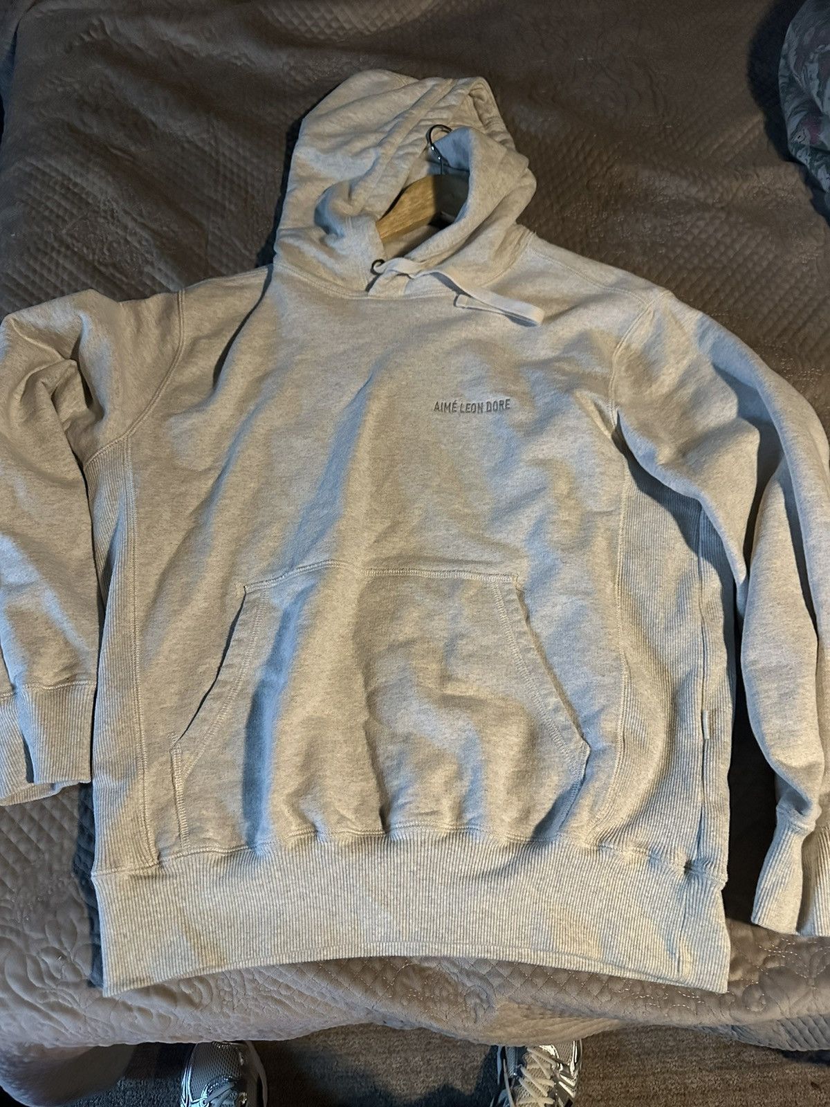image of Aime Leon Dore Uniform Hoodie Sweater Oatmeal in Cream, Men's (Size Medium)
