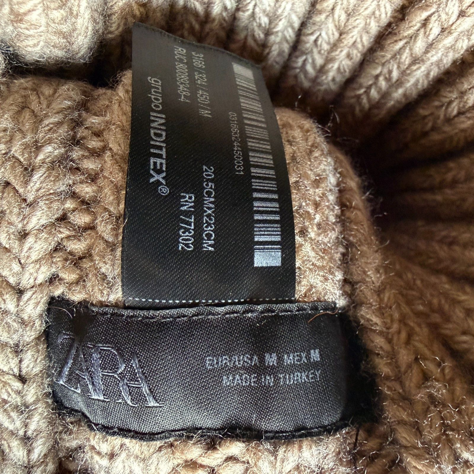 Zara ZARA Ribbed Knit Beanie Hat in Taupe Size ONE SIZE - 3 Thumbnail