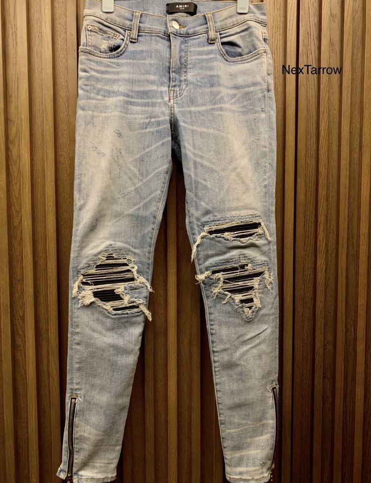 Amiri AMIRI mx1 split leather distressed stretch jeans 2412- Size US 28 / EU 44 - 2 Thumbnail