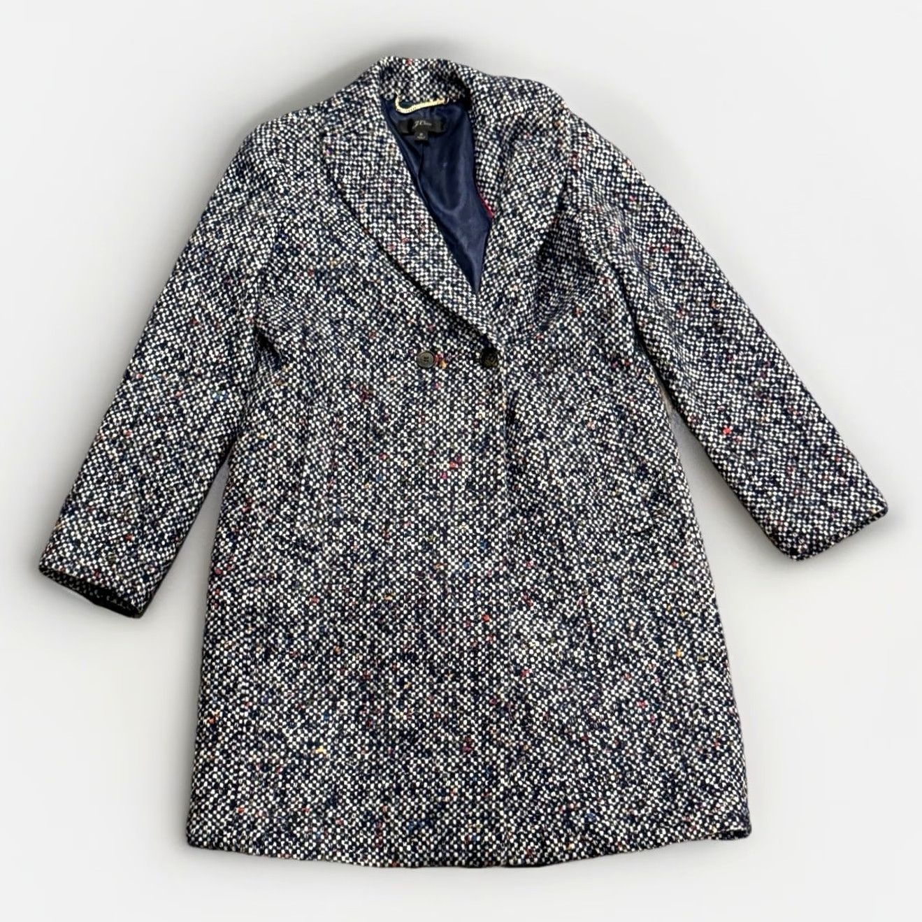 J.Crew J.CREW DAPHNE COAT ITALIAN TWEED Multicolor Wool Blend Womens Size 0 EUC H2076 Speckle Basic Coat Size XS / US 0-2 / IT 36-38 - 4 Thumbnail