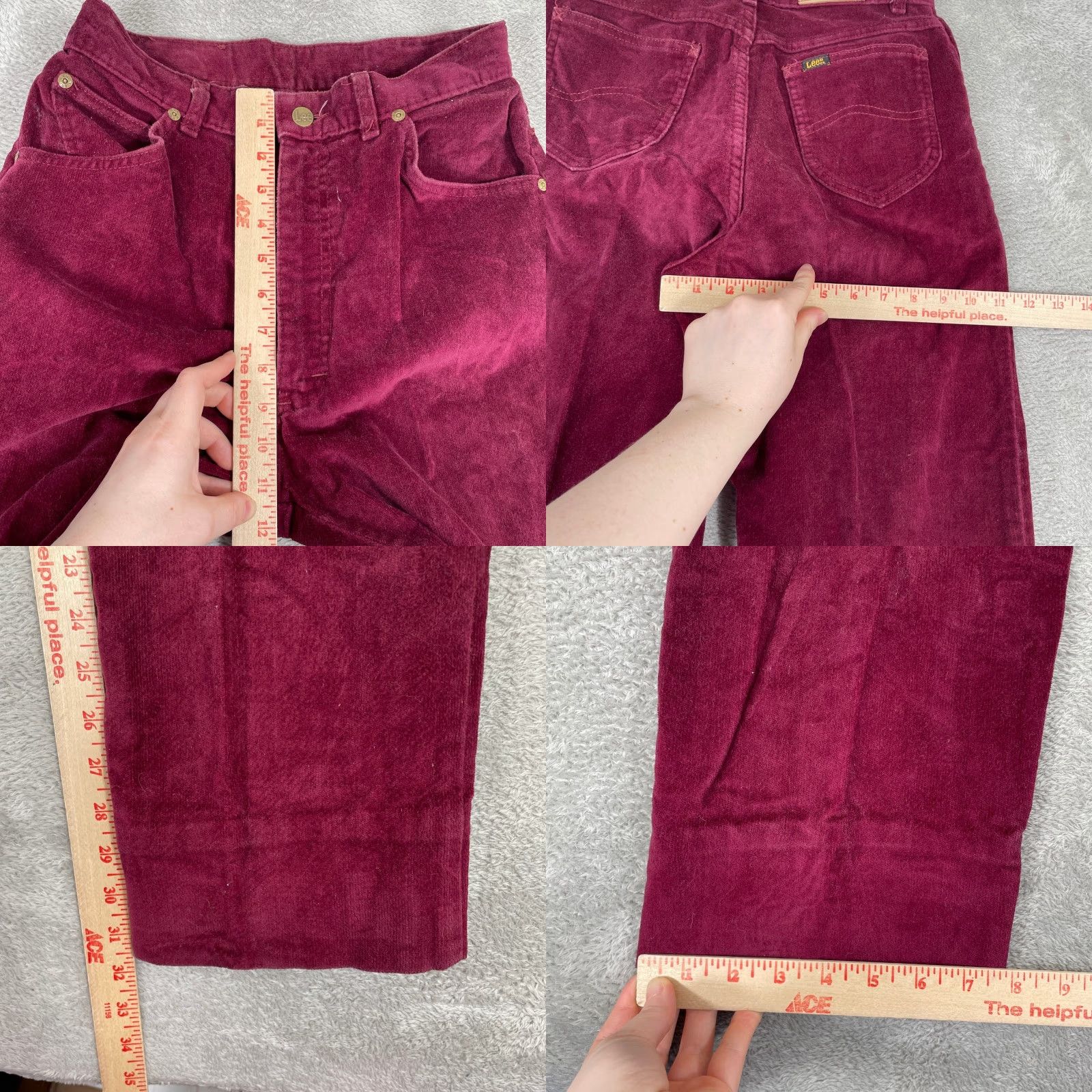 Lee Lee Corduroy Pants Womens 11 Burgundy High Waisted Straight Leg Vintage 90s USA Size 32" / US 10 / IT 46 - 8 Thumbnail