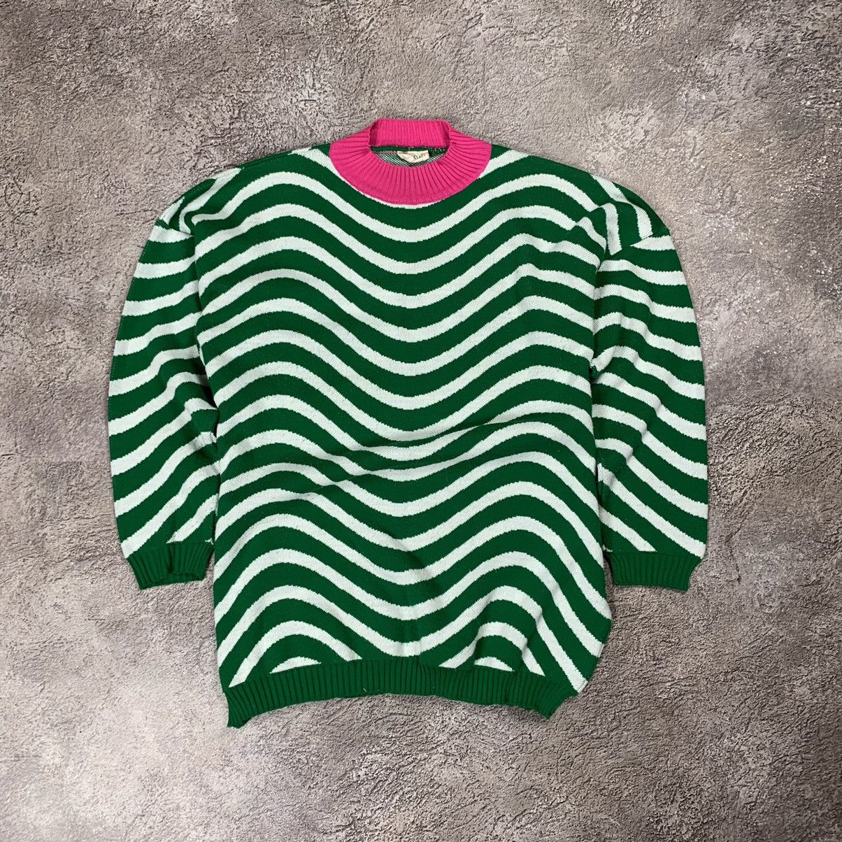 Vintage Vintage Y2K Oversized Abstract Wavy Knit Sweater Indie L Size L / US 10 / IT 46 - 1 Thumbnail