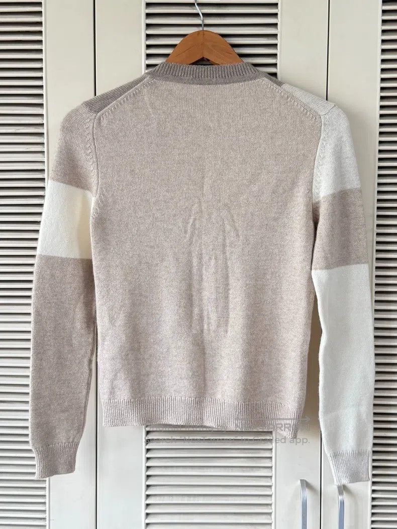 Hermes Hermes Women's cashmere cardigan, khaki color with white b Size XXS / US 00 / IT 34 - 2 Thumbnail