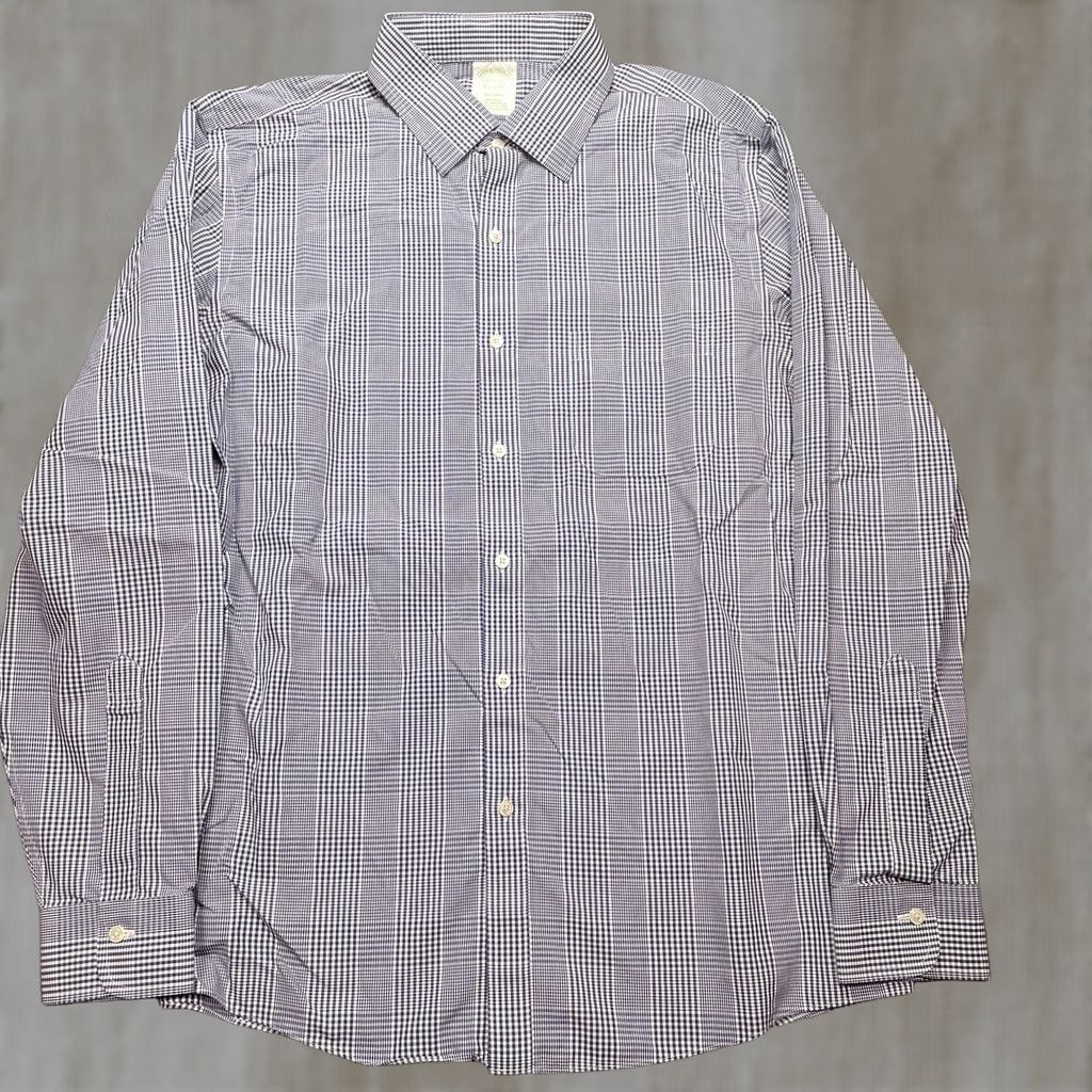 Brooks Brothers Brooks Brothers Shirt Mens Large 16.5 35 Blue Check Non Iron Long Sleeve Supima Milano Extra Slim Button-Up Shirt Size US L / EU 52-54 / 3 - 1 Thumbnail
