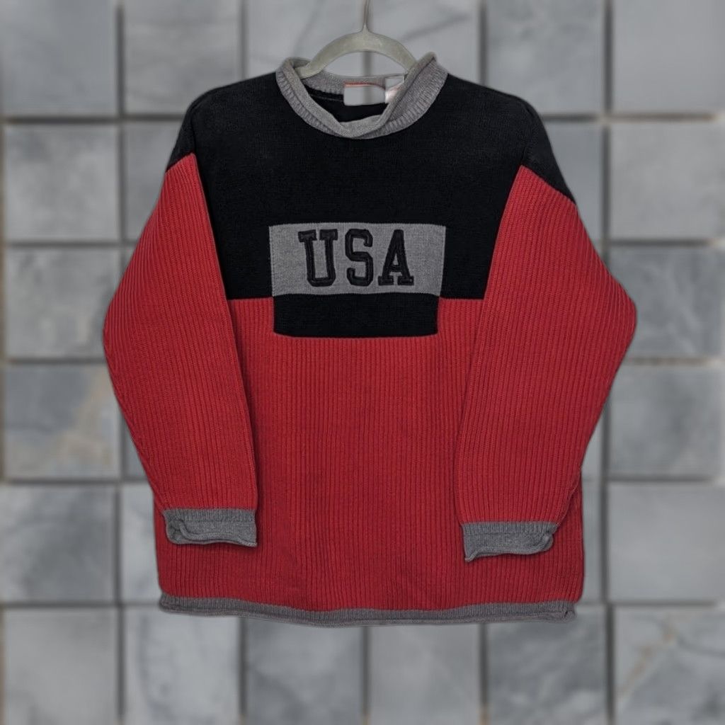 Liz Claiborne VINTAGE Liz Claiborne Sweater L Unisex Adults Red Pullover 90s Skater Grunge Streetwear VTG Y2K Size L / US 10 / IT 46 - 1 Thumbnail