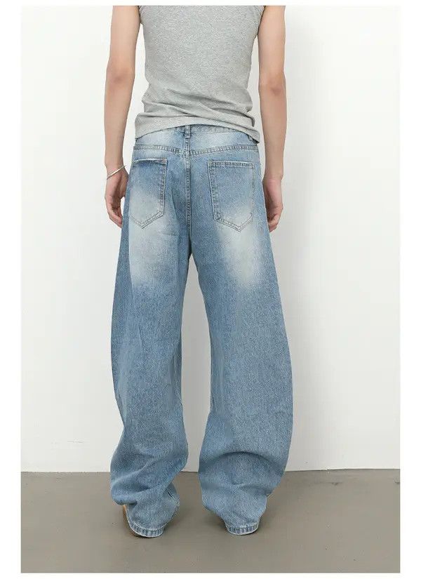 Japanese Brand VIBE American retro men's washed loose ripped scimitar jeans Size US 32 / EU 48 - 6 Thumbnail