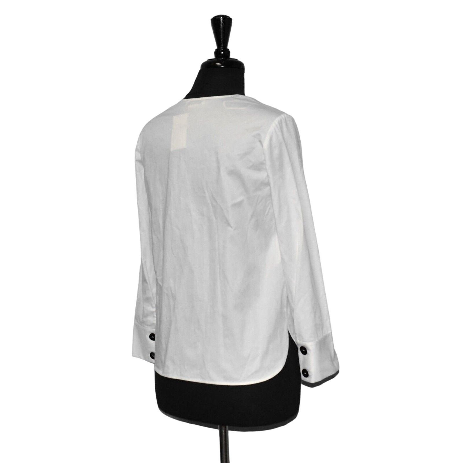Club Monaco NEW CLUB MONACO White Cotton V-Neck Closure Blouse Top S/P Size S / US 4 / IT 40 - 3 Thumbnail