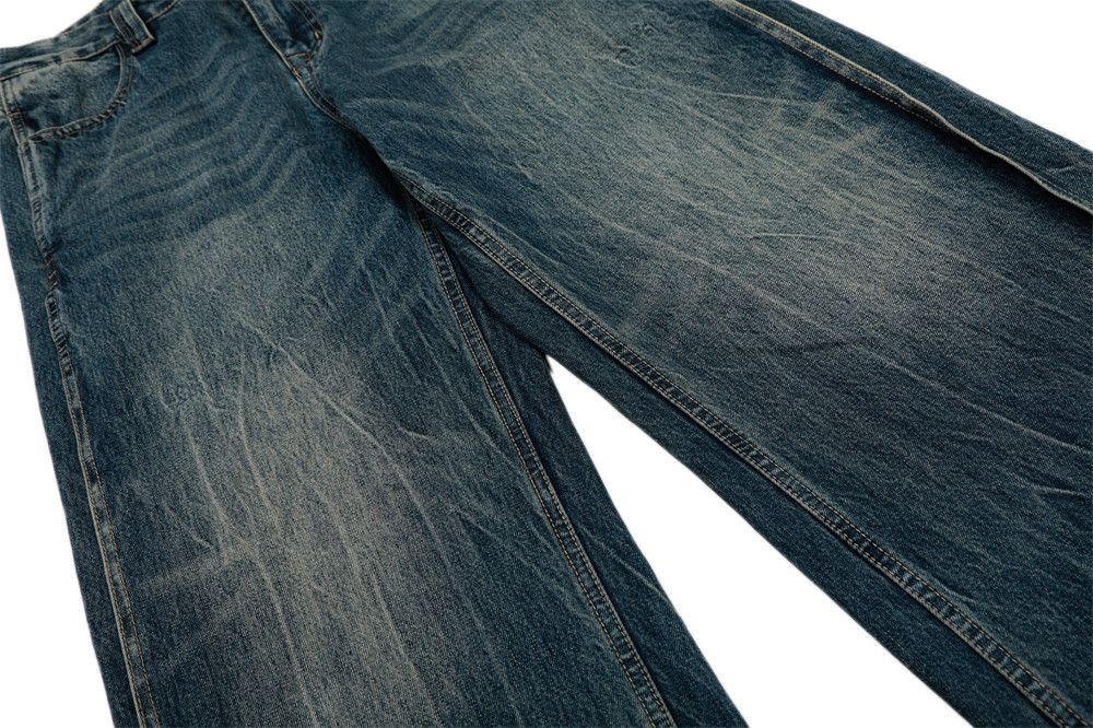 Japanese Brand × Jean Men's street punk distressed washed loose wide-leg jeans Size US 32 / EU 48 - 6 Thumbnail