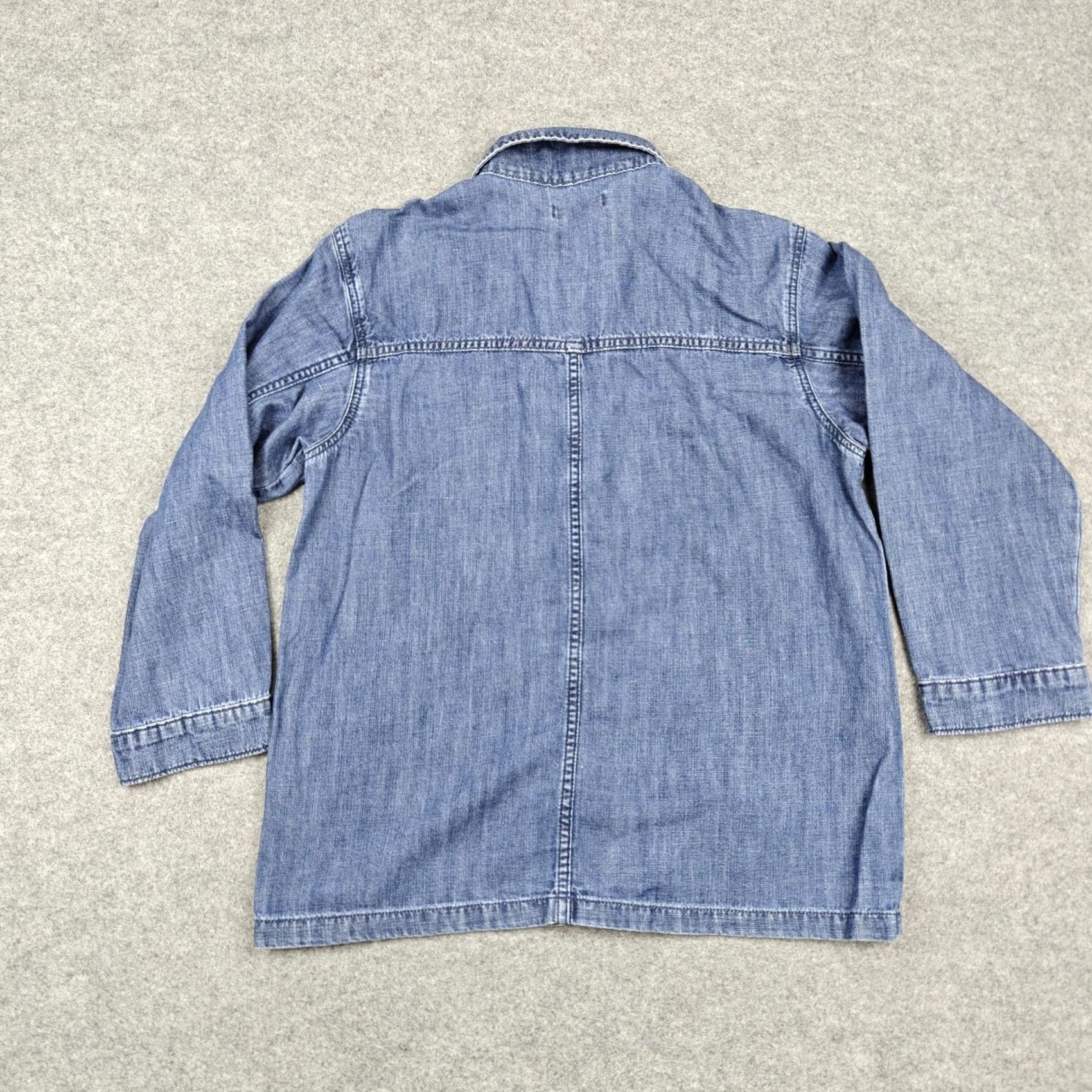 J.McLaughlin VINTAGE J McLaughlin Jacket Womens Small Blue Linen Chambray Button Front Pockets Size S / US 4 / IT 40 - 5 Thumbnail