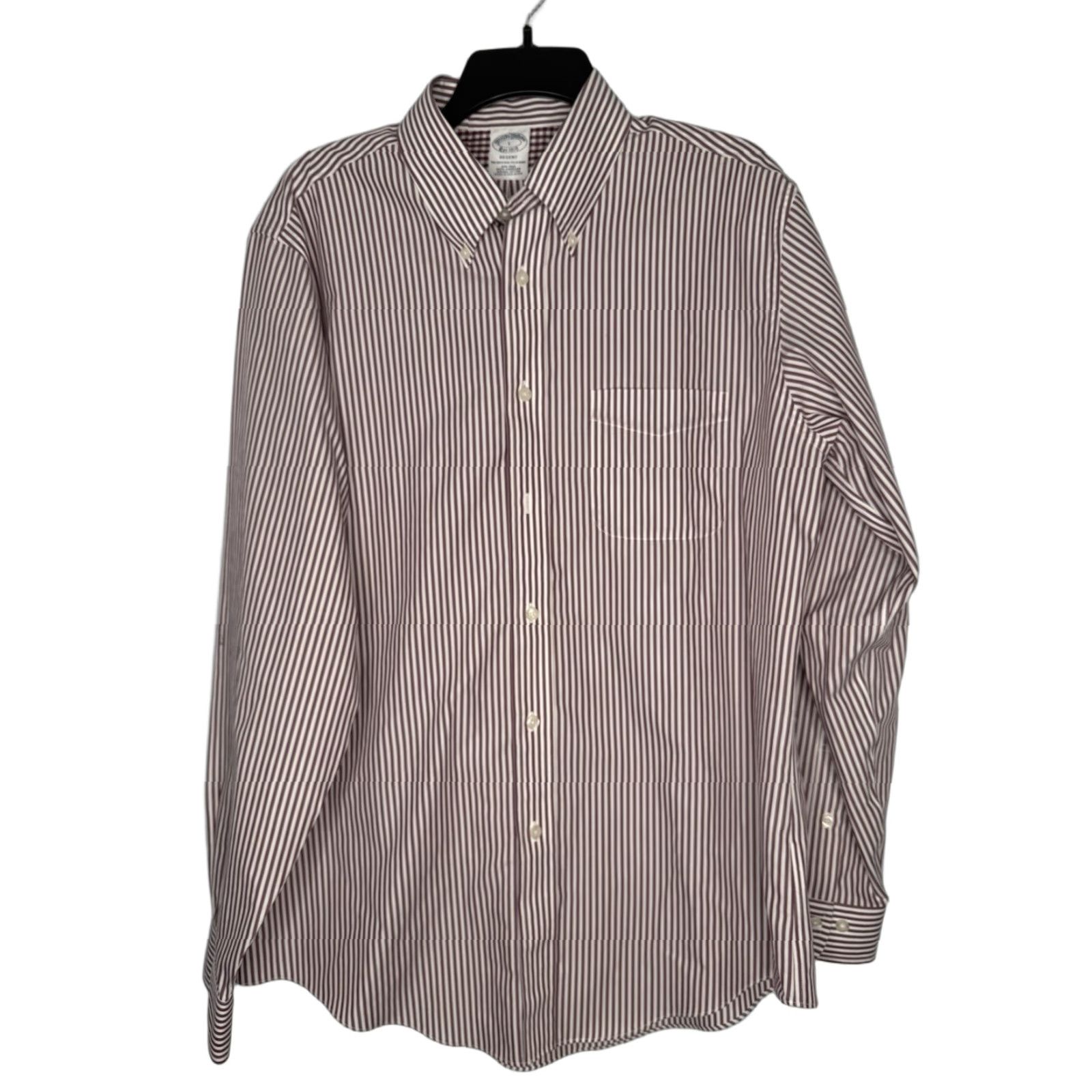 Brooks Brothers Brooks Brothers Button-Down Shirt Mens Large Red White Striped Cotton Regent Regent Striped Classic Preppy Mens Regular Long Sleeve Button-Up/Collar Size US L / EU 52-54 / 3 - 1 Thumbnail
