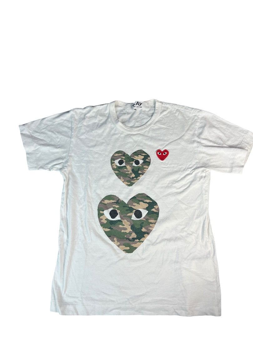 Comme des Garcons COMME des GARÇONS PLAY Double Camo Heart Tee White Size M Size US M / EU 48-50 / 2 - 1 Thumbnail