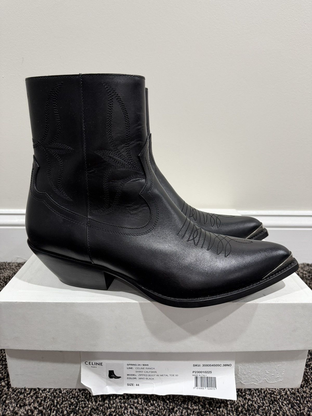 Celine Celine x Hedi SS24 Leon Zipped Calfskin Metal Toe Boot Size US 11 / EU 44 - 2 Thumbnail