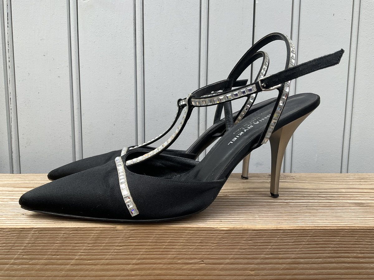 Sonia Rykiel Sonia Rykiel black satin heels with rhinestones straps Size US 7.5 / IT 37.5 - 2 Thumbnail