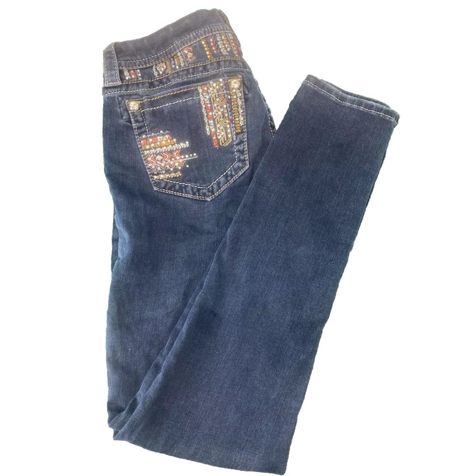 Miss Me Miss Me Jean Size 27 Denim Embellished Fleur Low Rise Skinny Size 27" / US 4 / IT 40 - 1 Thumbnail