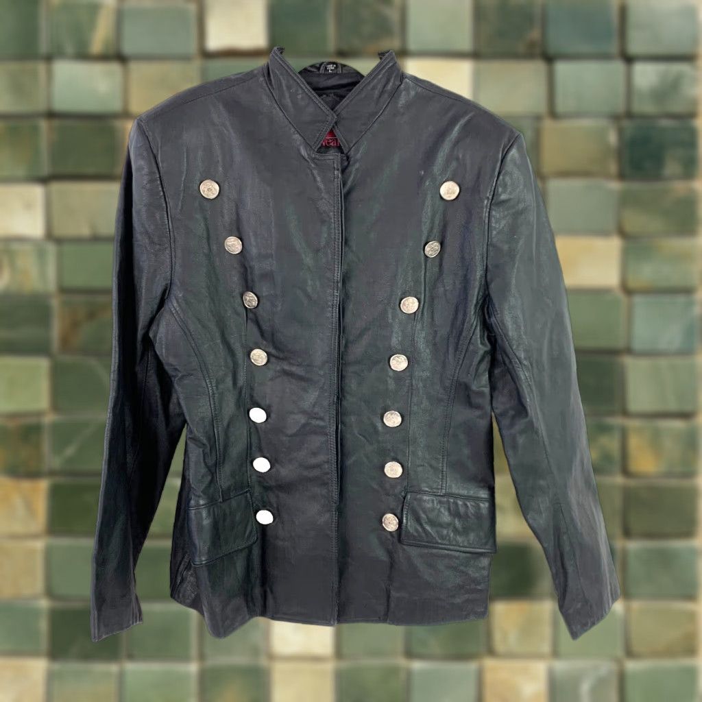 Vintage VINTAGE Virginia Slims Leather Motorcycle Jacket Women's L Black Solid Button Short Length Autumn Spring Size L / US 10 / IT 46 - 1 Thumbnail