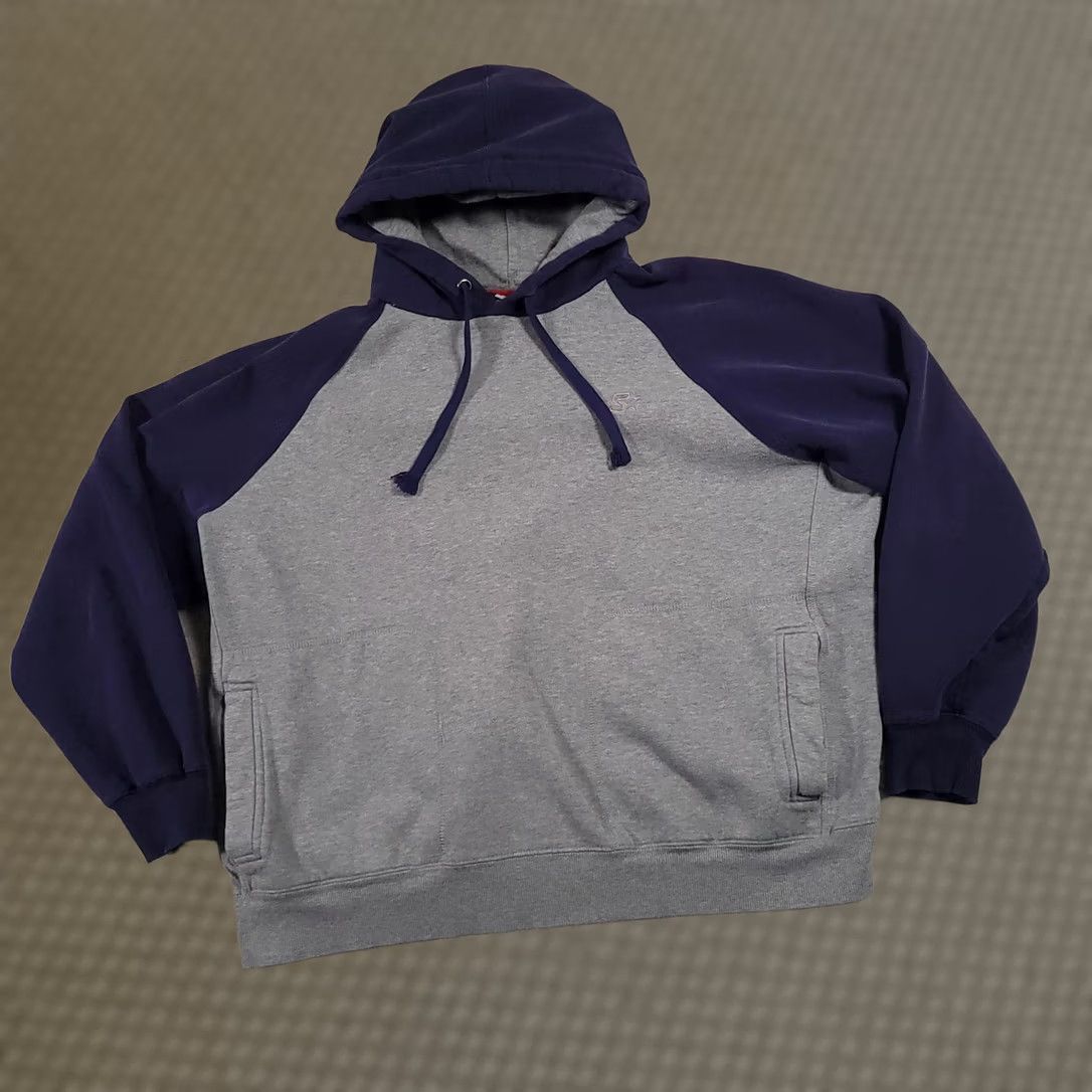Starter Starter Hoodie Mens XL Pullover Sweatshirt Athletic Classic Pockets Gray Navy Embroidered Logo Kangaroo Pockets Drawstring Ribbed Hem Cl Size US XL / EU 56 / 4 - 1 Thumbnail
