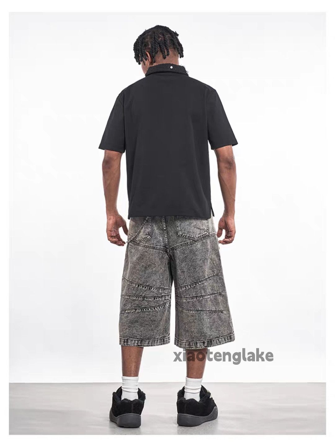 Jean Washed faded loose baggy skate hiphop grunge shorts Size US 35 - 4 Thumbnail