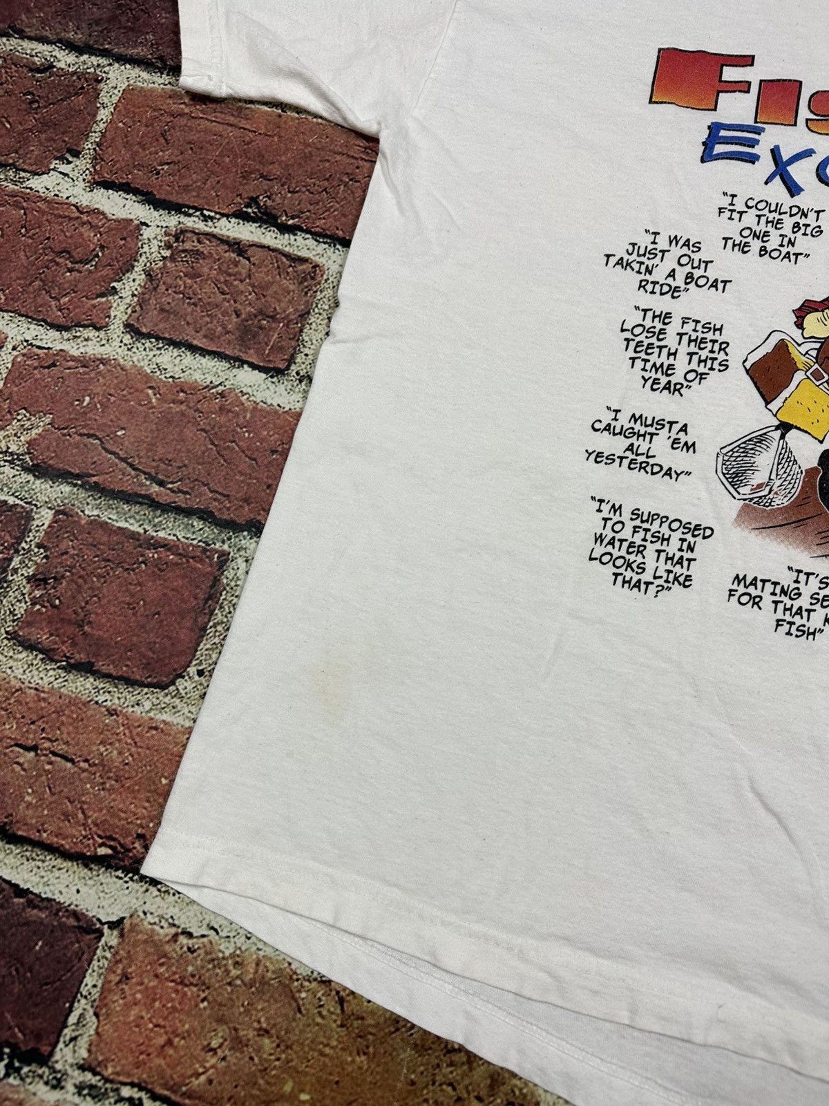 Jerzees Vintage 90s My Fishing Excuses T Shirt Cartoon Humor Funny Size US L / EU 52-54 / 3 - 6 Thumbnail