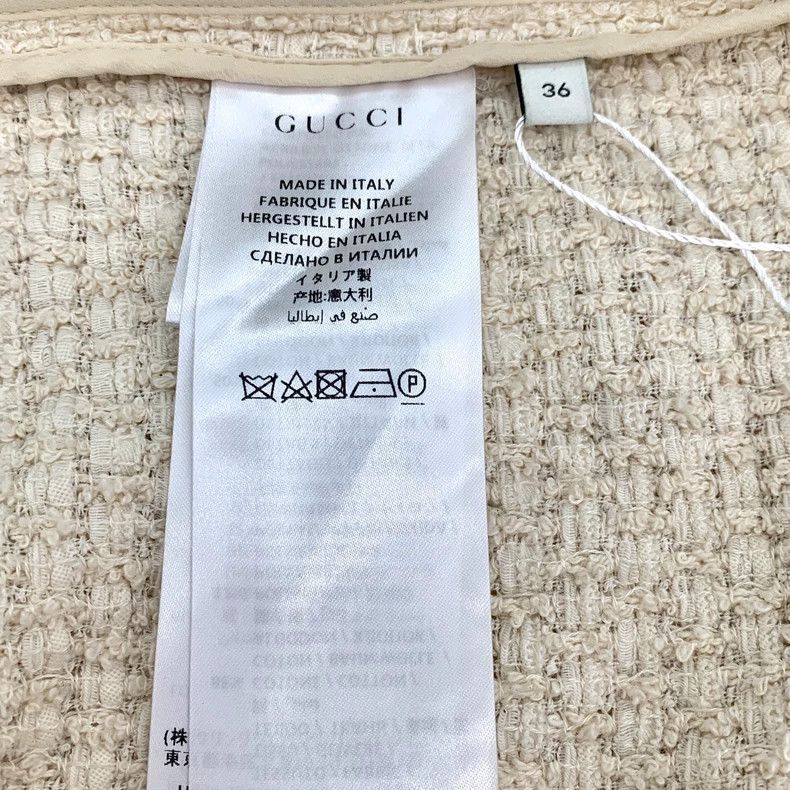 Gucci GucciBeige pearl buckle striped cotton V-neck long-sleeved Size XXS / US 00 / IT 34 - 7 Thumbnail
