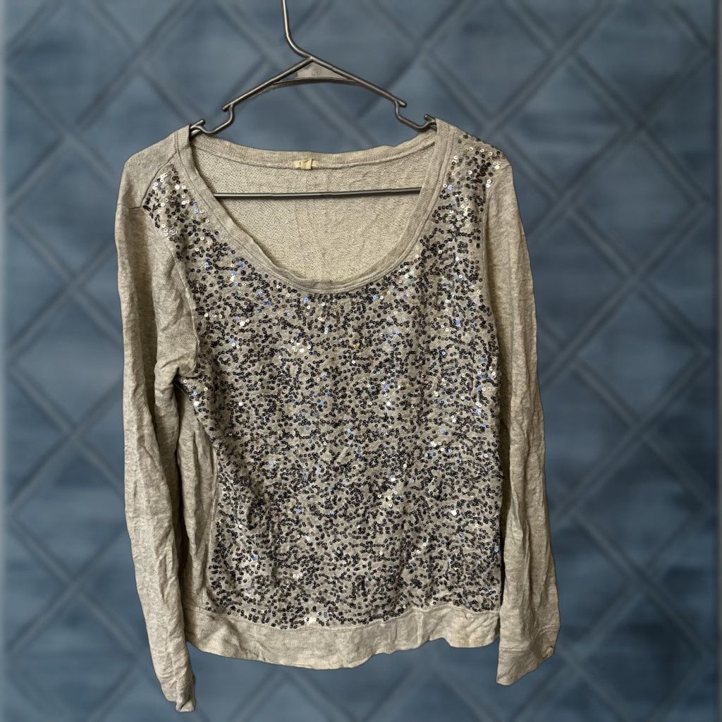 J.Crew J.CREW Sweater Womens Small Gray Sequin Long Sleeve Pullover Top Size S / US 4 / IT 40 - 1 Thumbnail