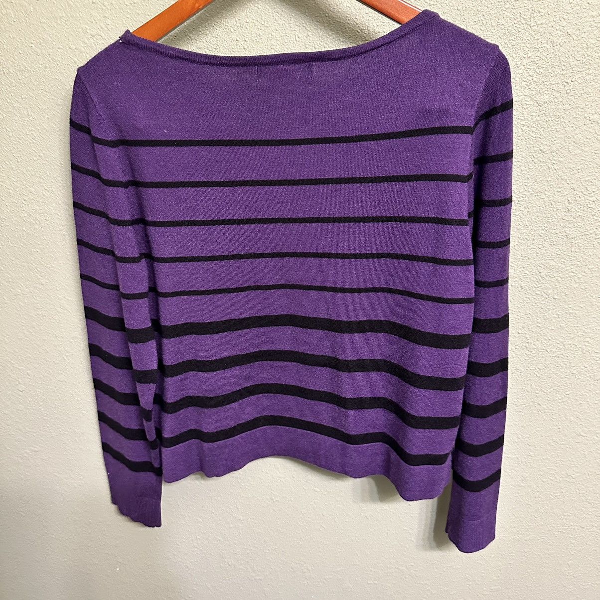 Liz Claiborne Liz Claiborne Women’s Purple Stripe Boxy Sweater Size M / US 6-8 / IT 42-44 - 2 Thumbnail