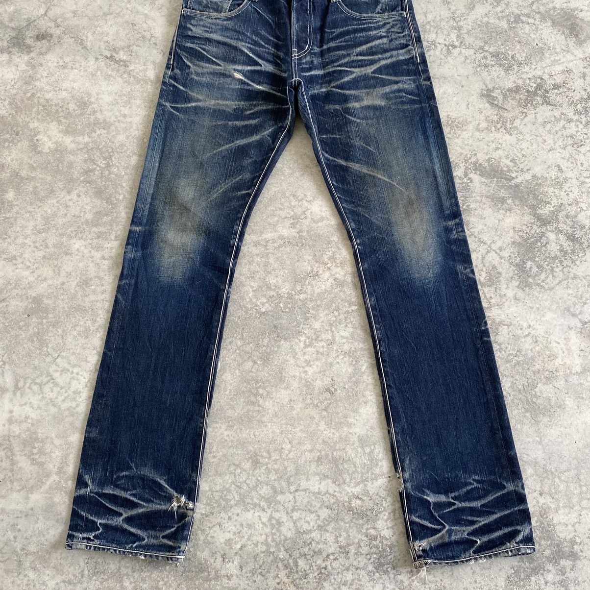 Japanese Brand 2000’s No ID Japan Faded Honeycomb Jeans Slim Fit Size US 31 - 2 Thumbnail