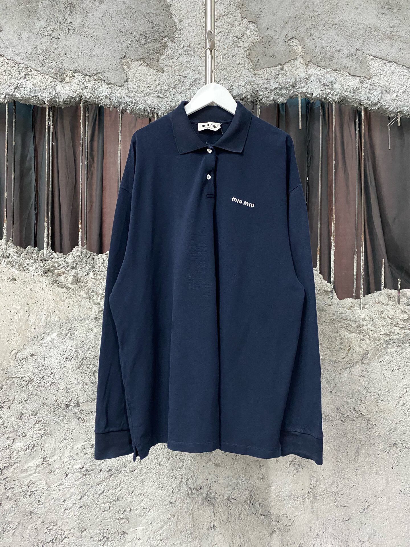 Miu Miu Miumiu Navy Long-Sleeve Polo Size M / US 6-8 / IT 42-44 - 1 Thumbnail