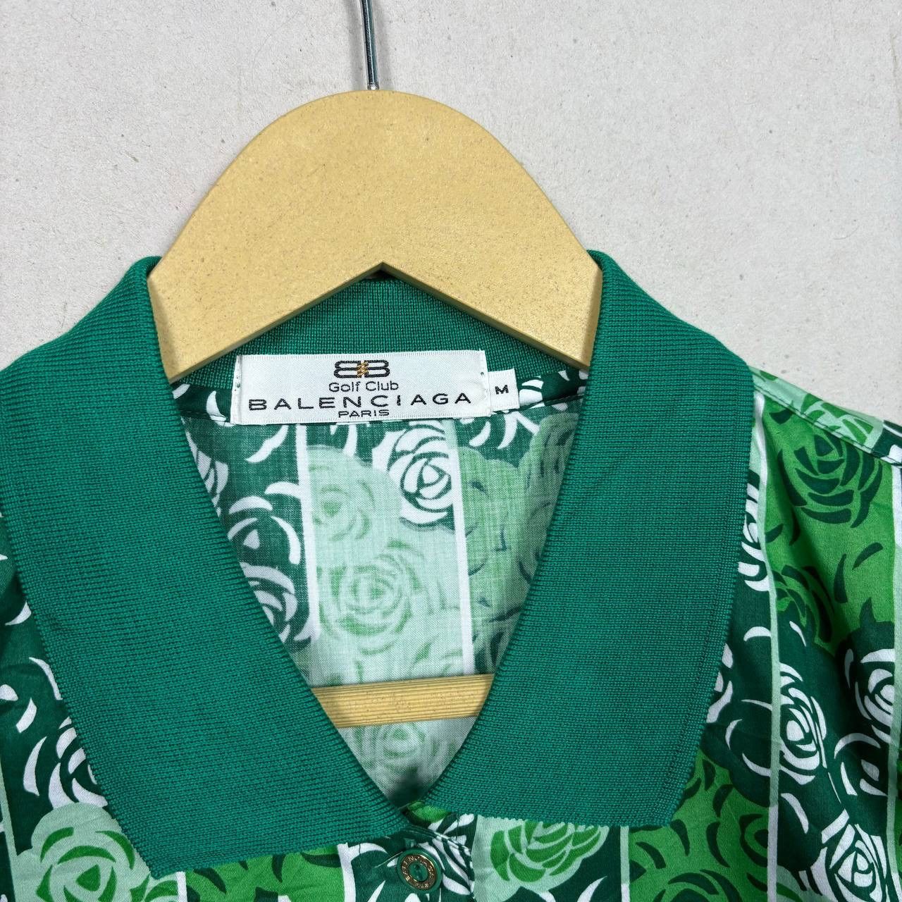 Balenciaga Vintage Balenciaga Golf Club Floral Shirt Green Size M Size US M / EU 48-50 / 2 - 4 Thumbnail