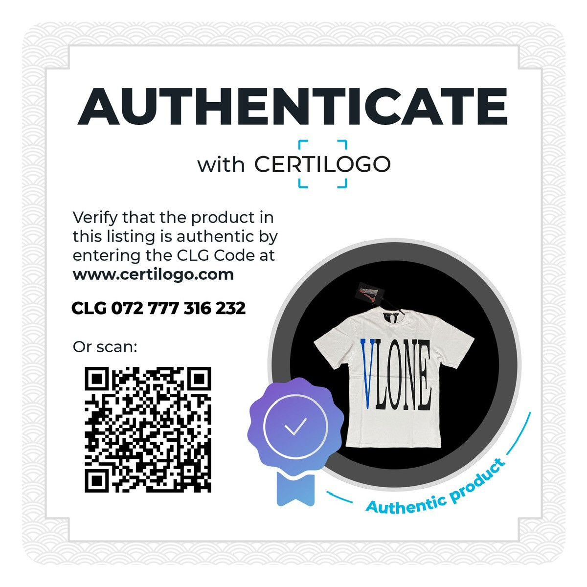 Vlone Vlone Blue Staple Tee White (L) Size US L / EU 52-54 / 3 - 5 Thumbnail