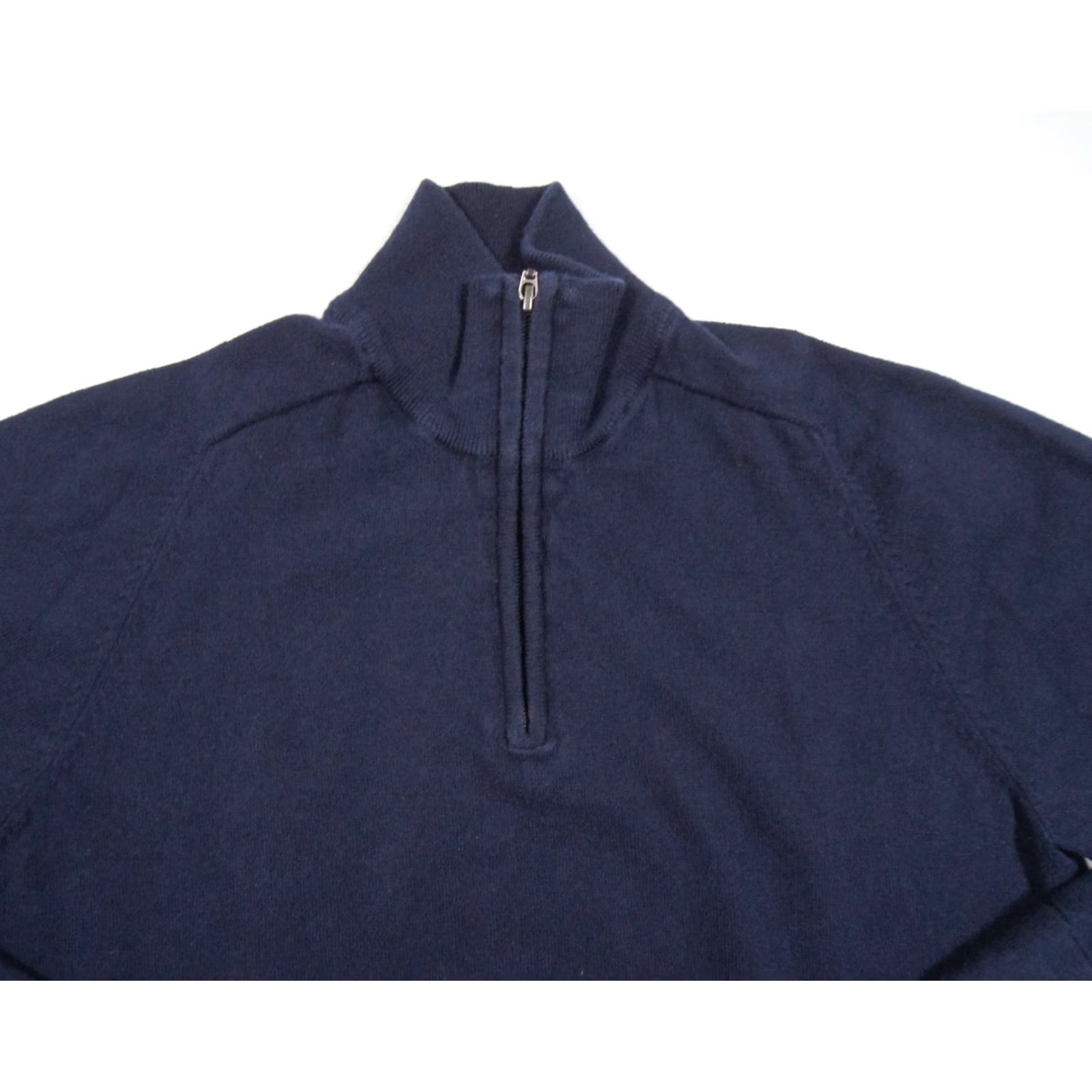 Vintage L.L. Bean Lightweight Knit Sweater Mens Medium Blue 1/4 Zip Cashmere Cotton Regular Fit Size US M / EU 48-50 / 2 - 2 Thumbnail