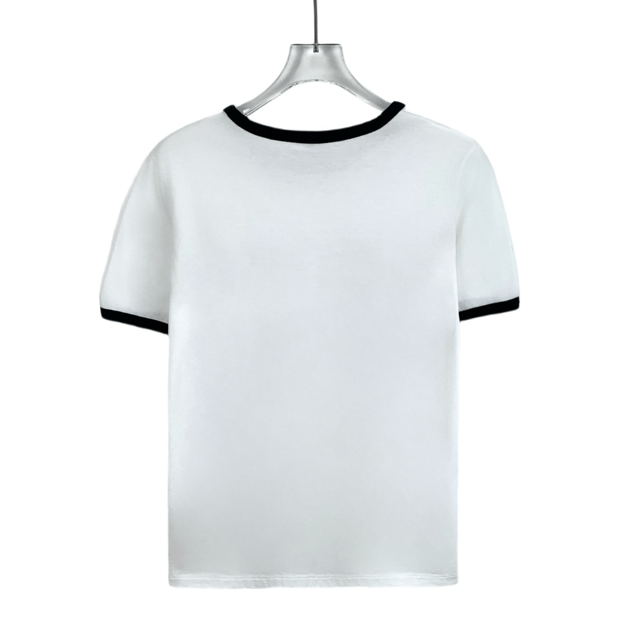 Celine CW0048 Celine St Tropez White Cotton T-Shirt With Navy
