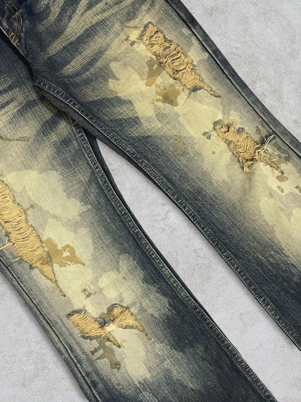 GOSTAR DE FUGA Japanese Goth Acid Wash Distressed Avant-Garde Flare Denim Size 32" / US 10 / IT 46 - 5 Thumbnail