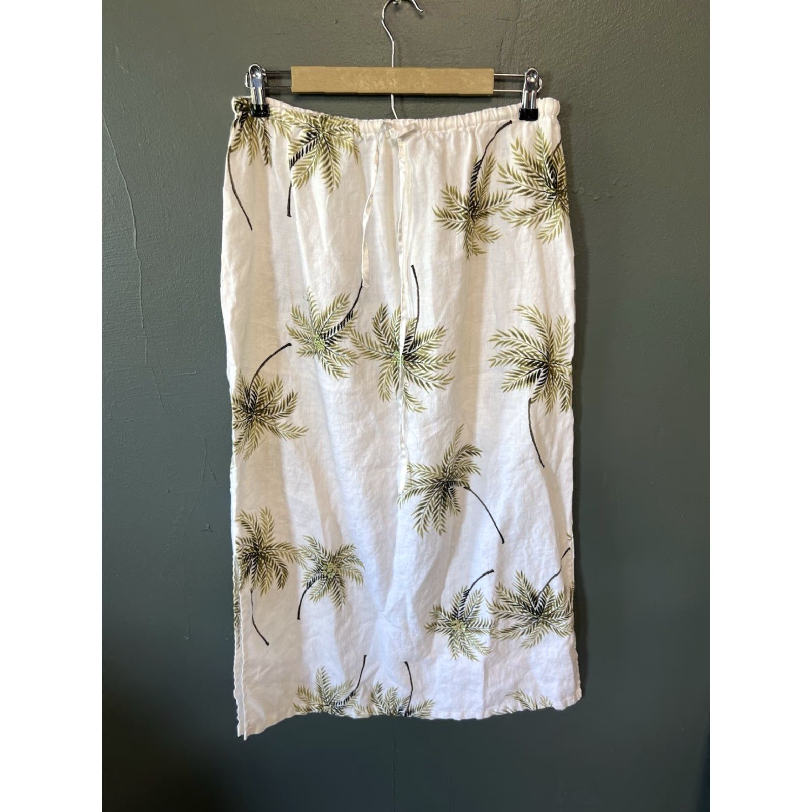 Vintage VINTAGE Uniform by Jonh Paul Richard Womens Skirt A-Line Midi Floral Beige Linen M SKirt Womens Size 32" / US 10 / IT 46 - 2 Thumbnail
