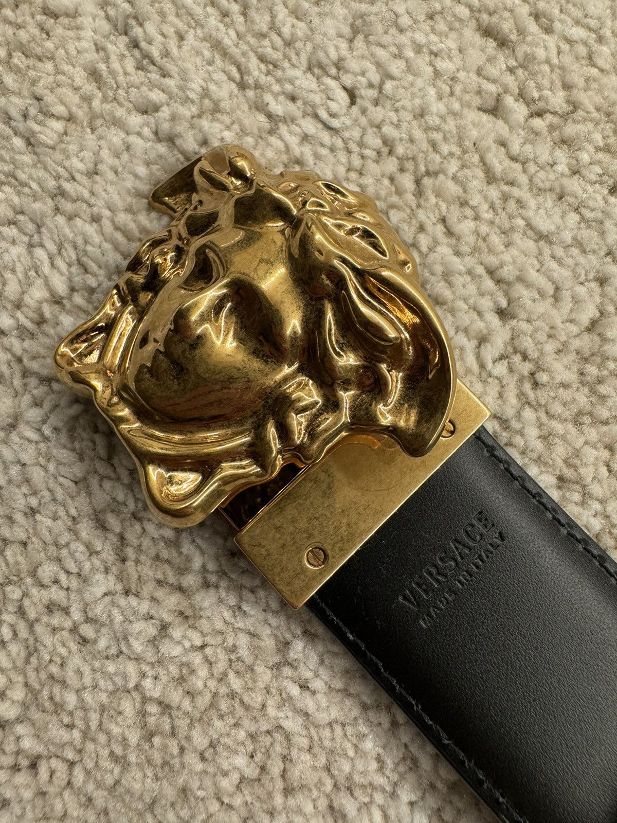 Designer × Versace × Vintage ⚜️ Versace Reversible Baroque Black Belt Size 34 - 7 Thumbnail