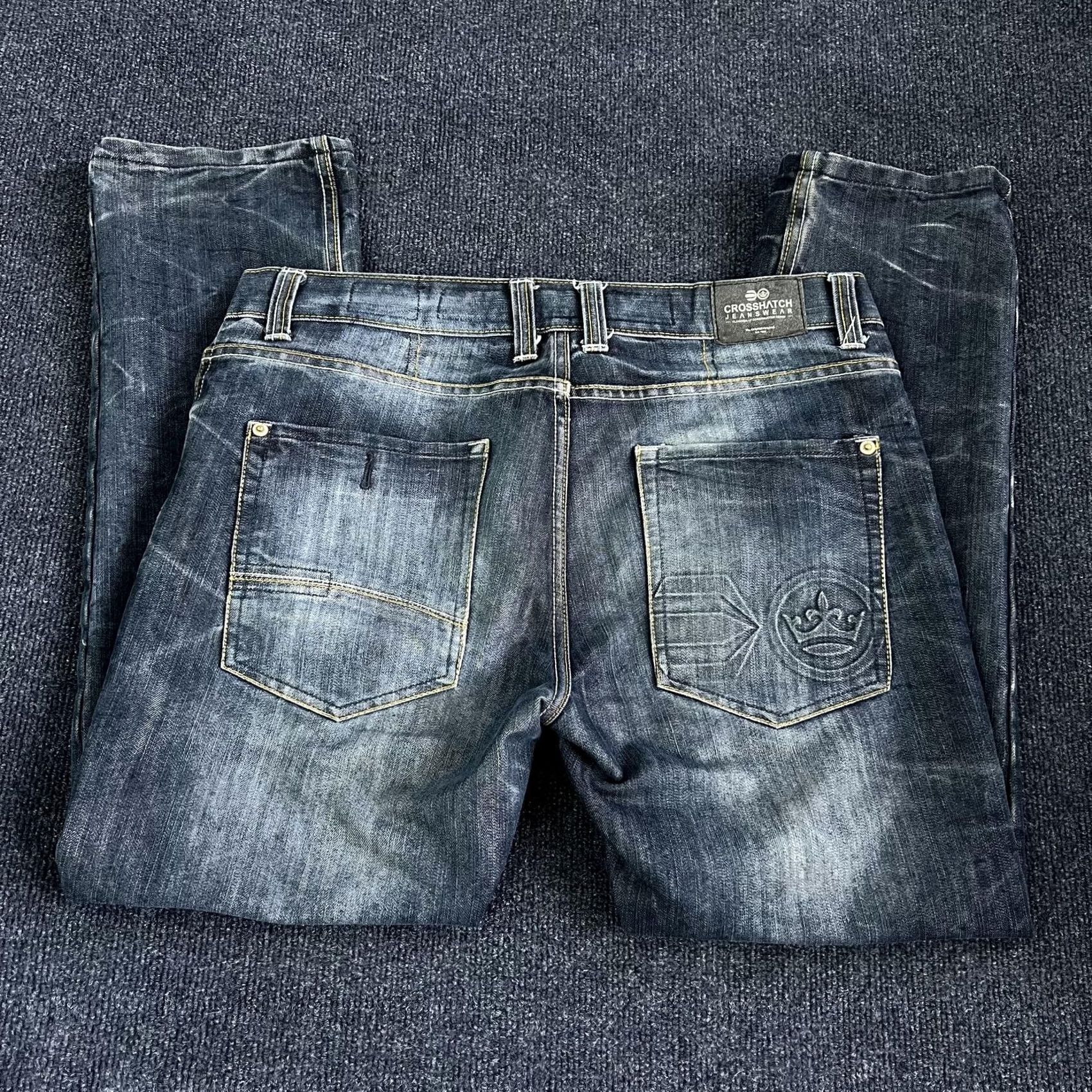 Vintage Crosshatch Jeans Mens W34 Short Blue Denim Straight Leg Faded Wash Casual Size US 34 / EU 50 - 2 Thumbnail