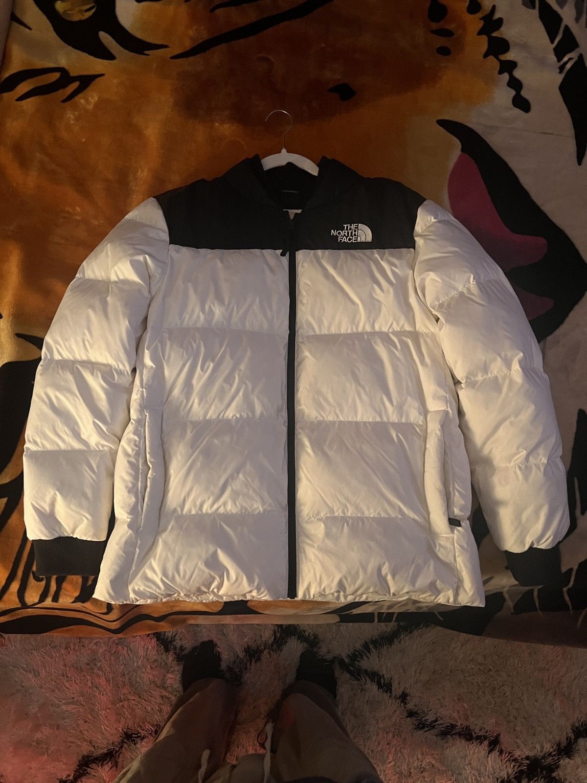 image of The North Face North Face Nuptse 700 in Black/White, Men's (Size XL)