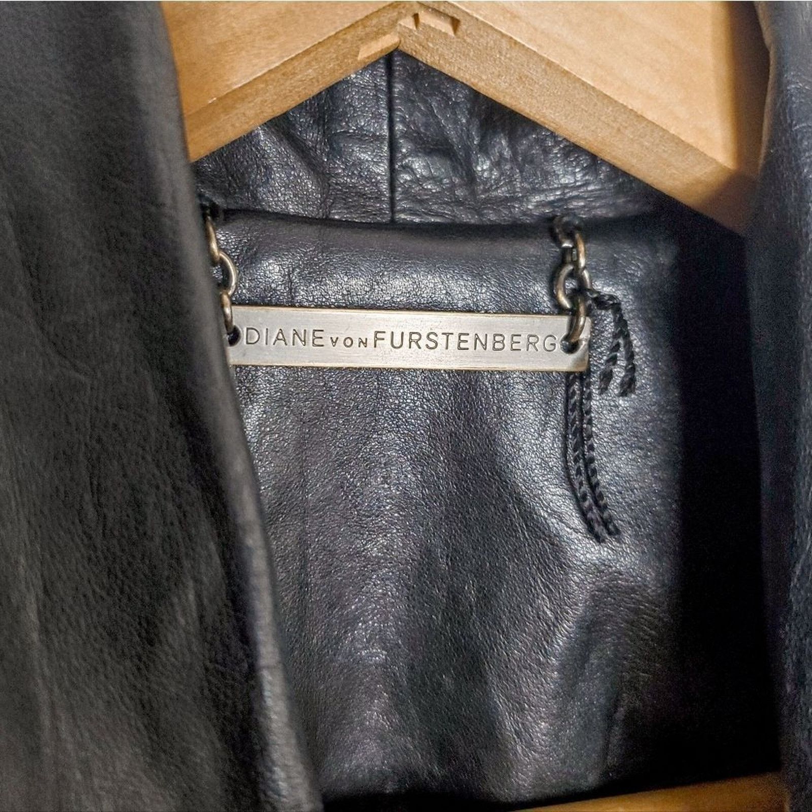 Diane von Furstenberg DVF Black Soft Leather Meringue Draped Moto Jacket Size 2 Size XS / US 0-2 / IT 36-38 - 7 Thumbnail